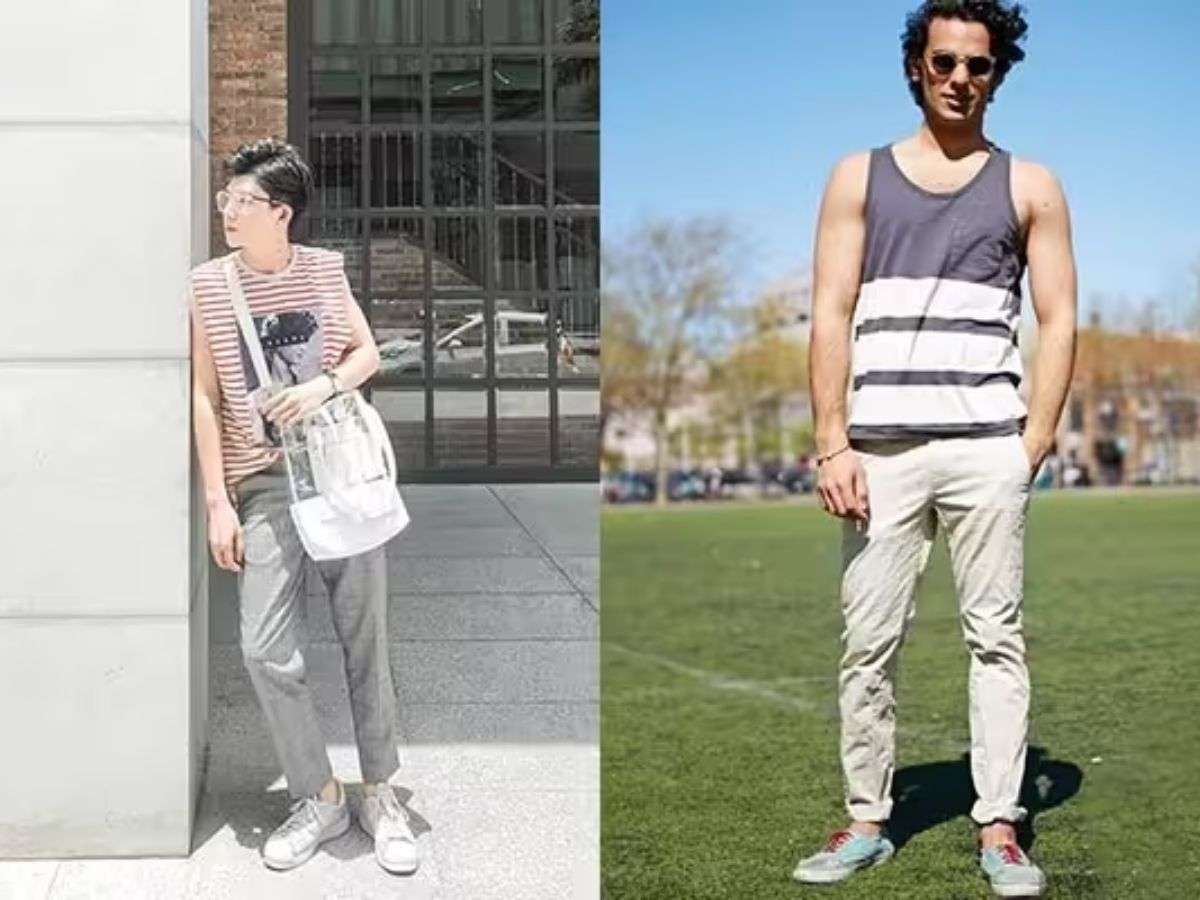 Phối đồ với áo tanktop và quần khaki