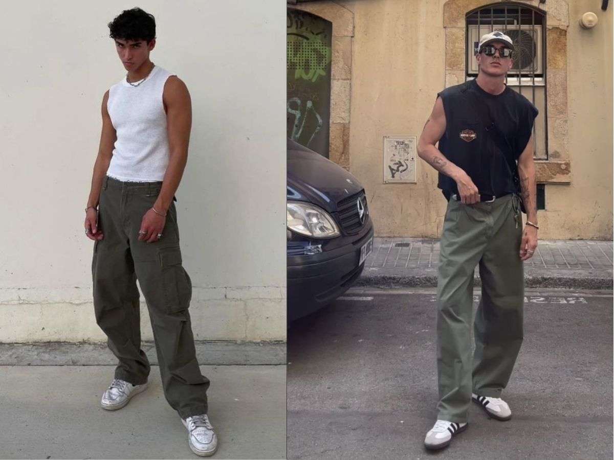 Streetwear cá tính chỉ với tank top và quần cargo