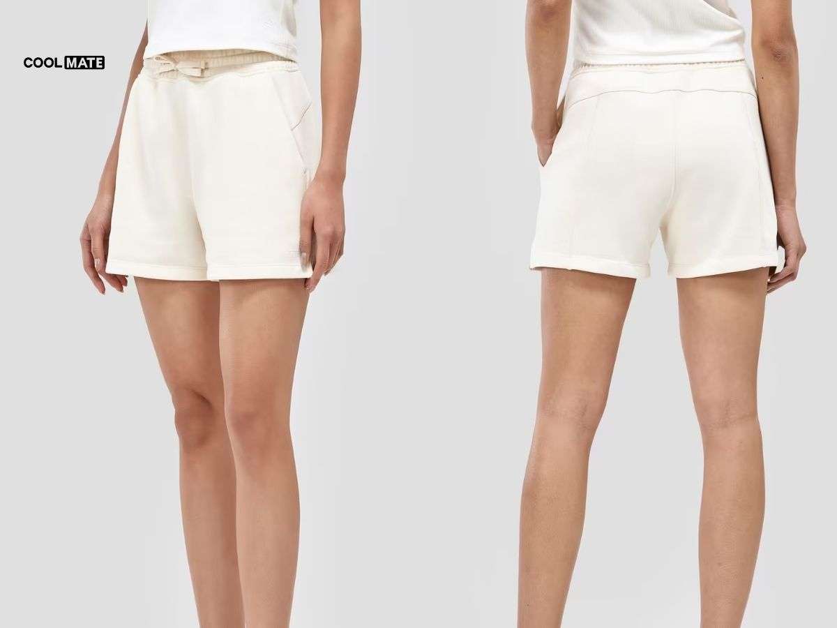 Quần short nữ French Terry 3.5 inch, cotton mềm, thoáng