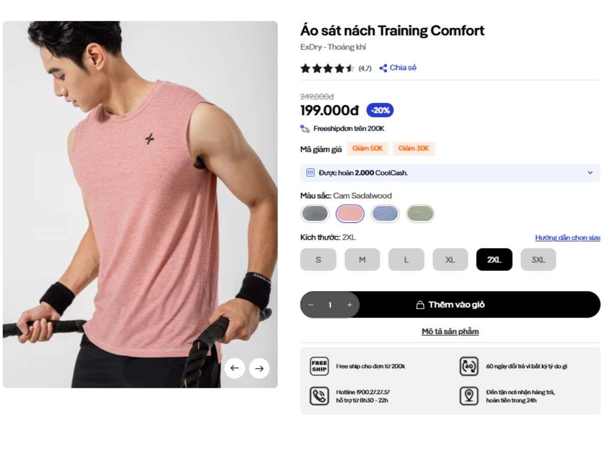 Bảng màu Áo sát nách Training Comfort