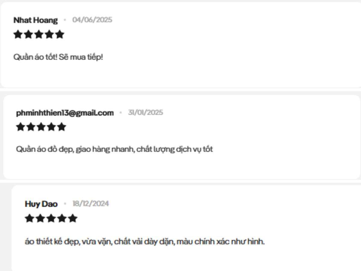 Chia sẻ của khách hàng khi dùng áo trên website