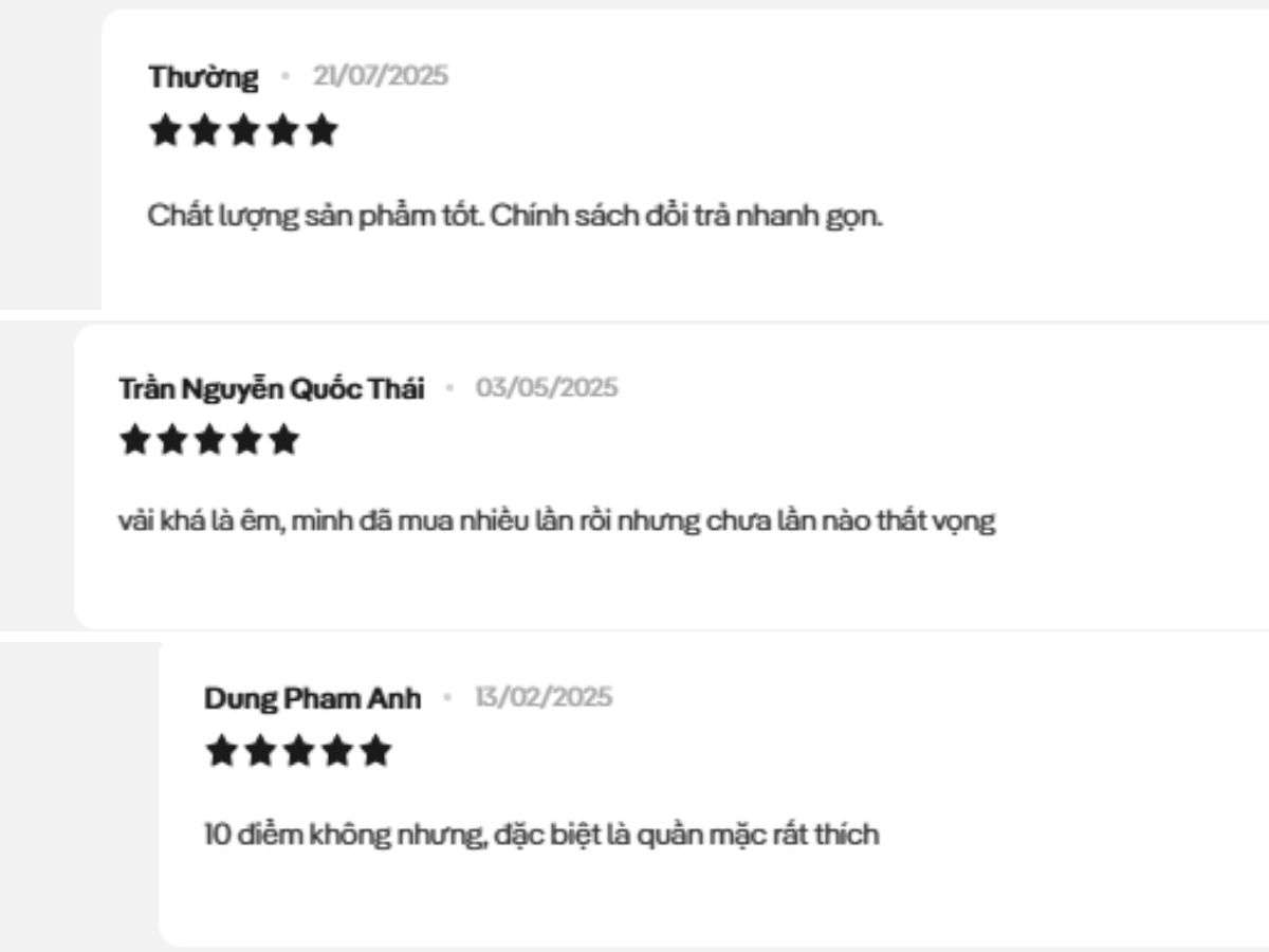 Chia sẻ của khách hàng khi dùng áo trên website