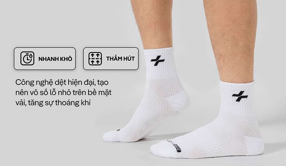 Tất Essentials với công nghệ dệt thoáng khí