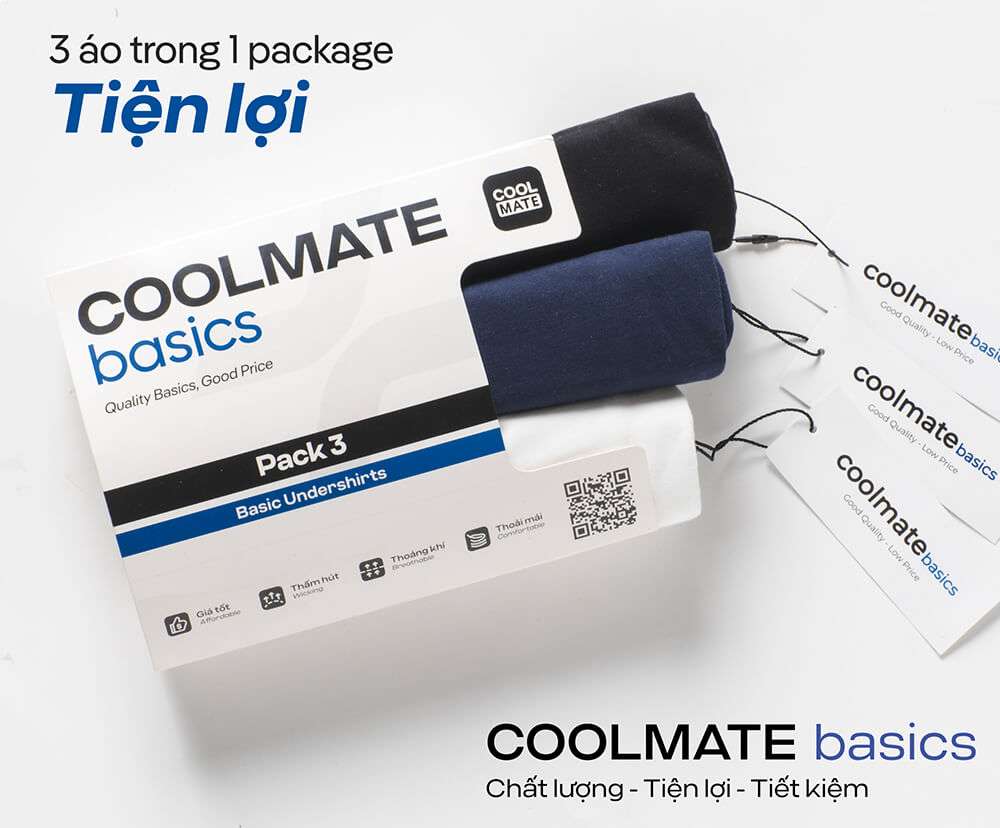 Thiết kế áo ba lỗ nam Coolmate với phần vai rộng và chất vải cotton mềm mại