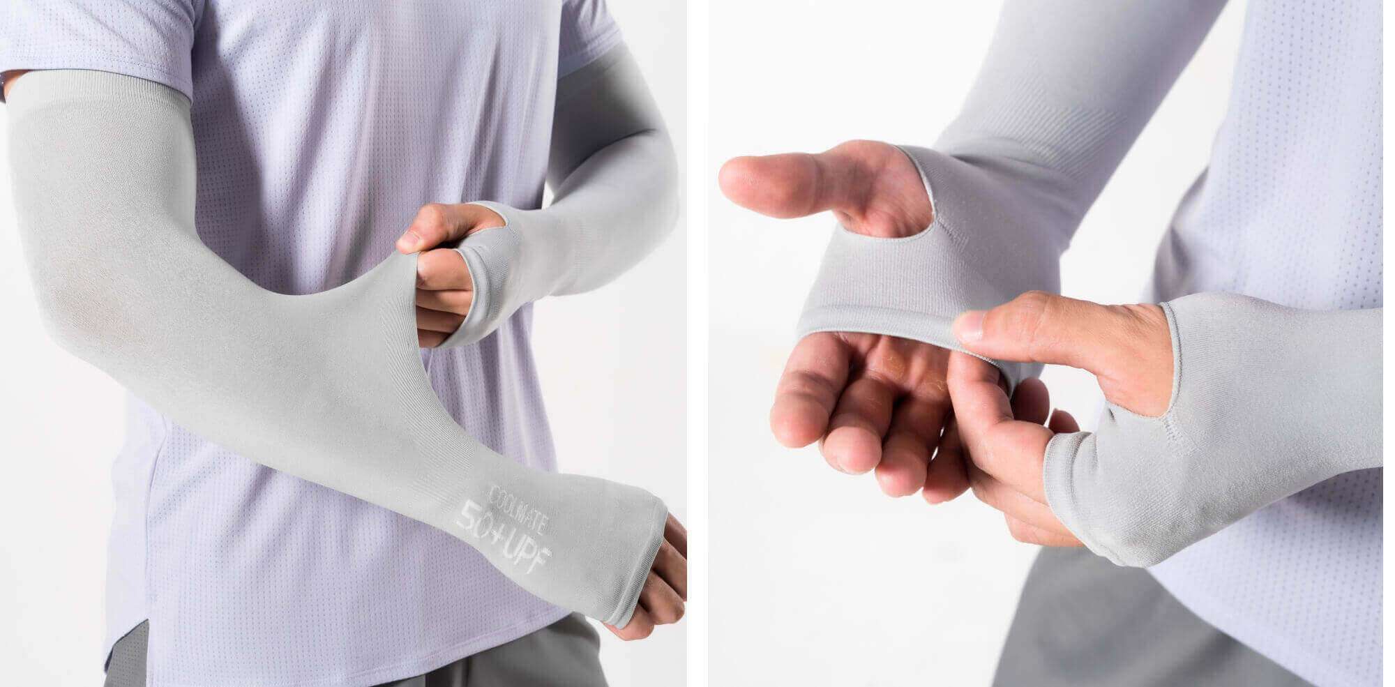 Thiết kế xỏ ngón tiện lợi của găng tay chống nắng màu xám