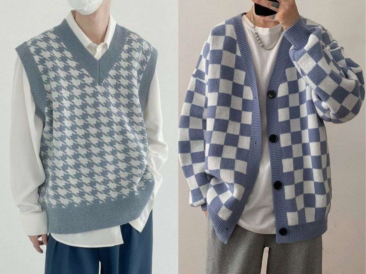 Các kiểu mix và match áo len nam chuẩn Hàn Quốc