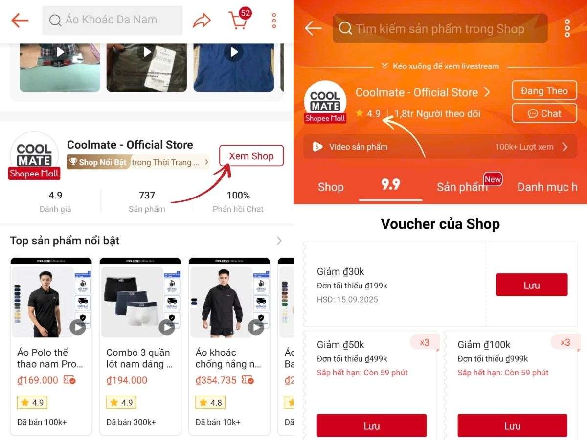 Điểm đánh giá và số lượt bán