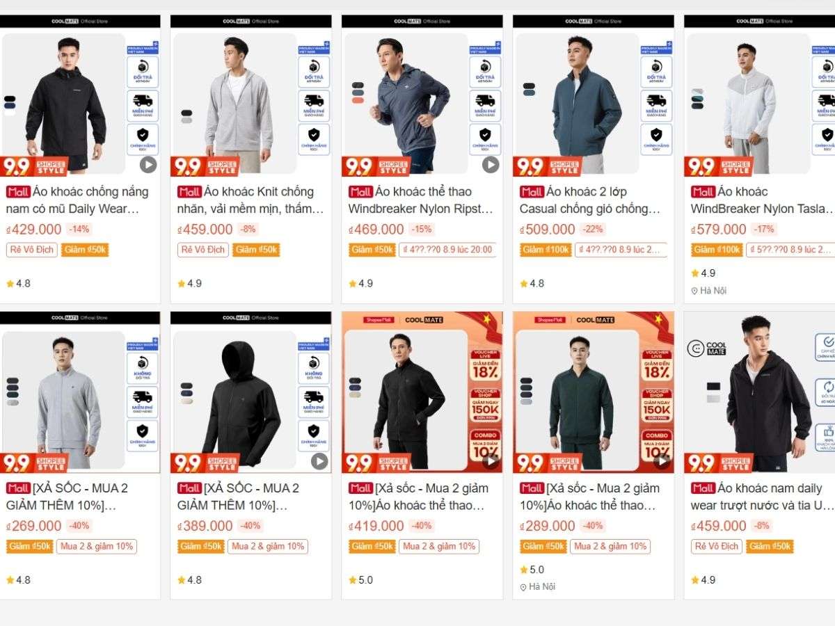 Shop bán áo khoác Coolmate