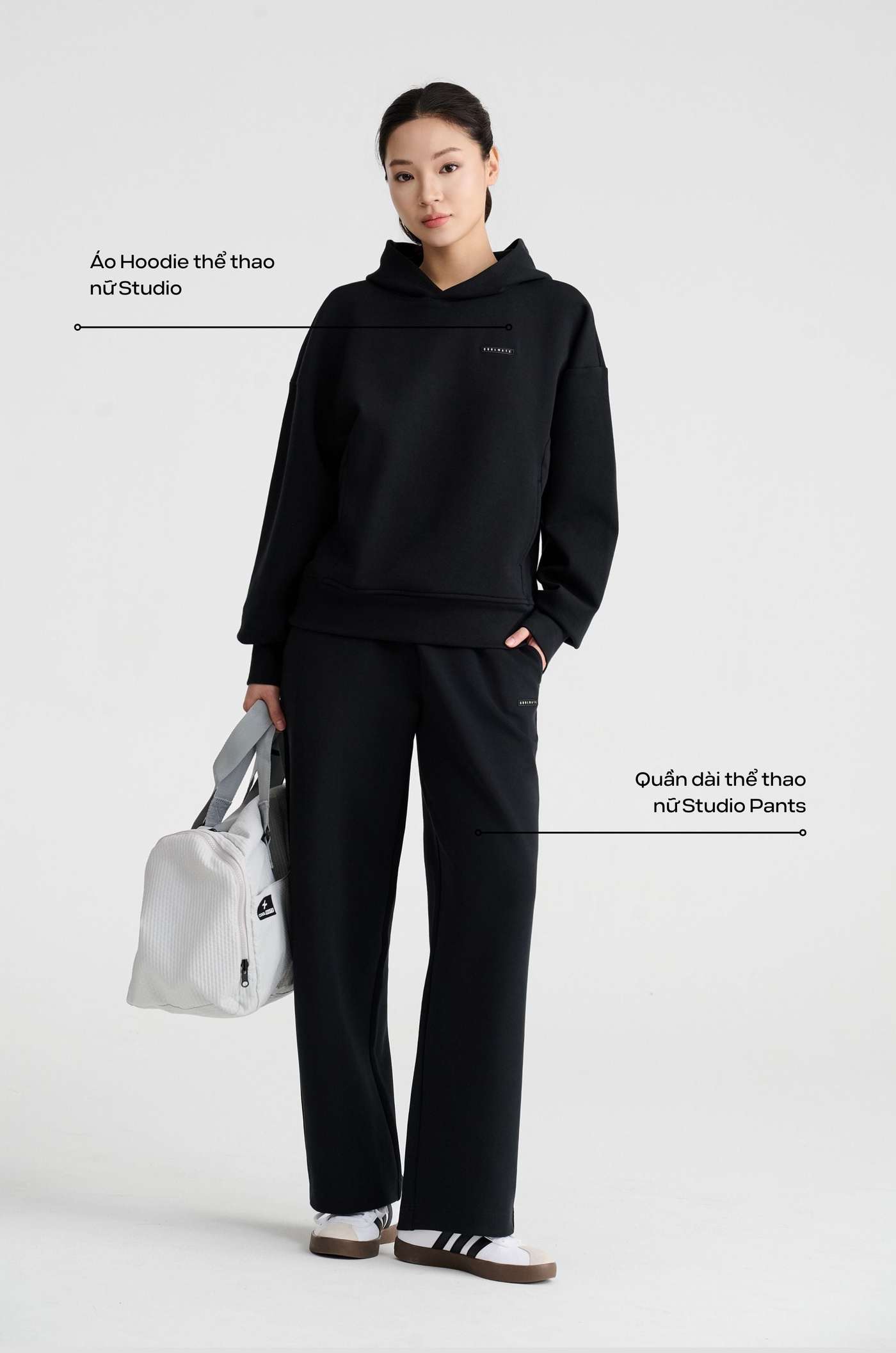 Set nỉ nữ Studio Hoodie & Quần suông - undefined