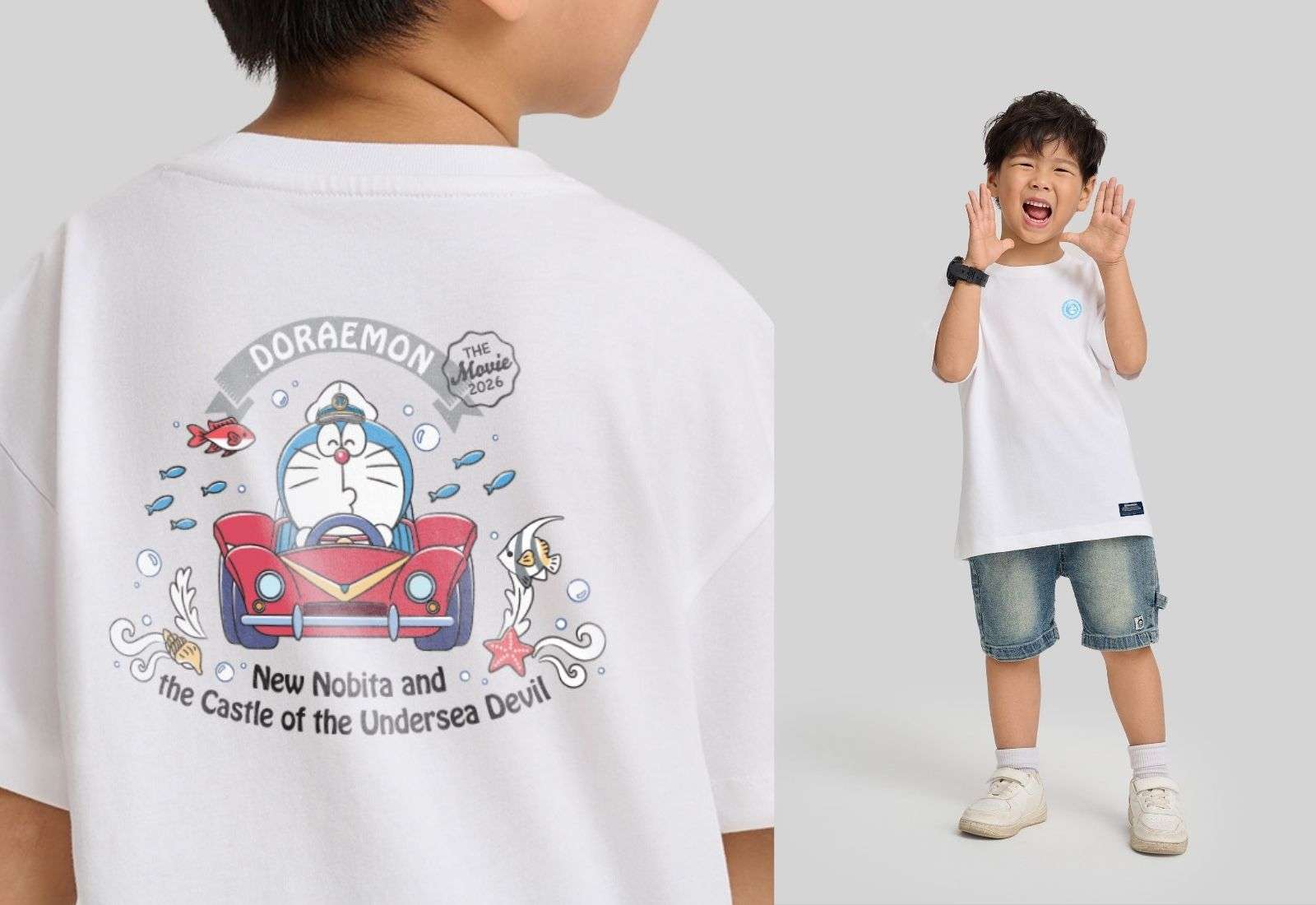 Áo thun trẻ em Doraemon Du Hí Nơi Đáy Biển