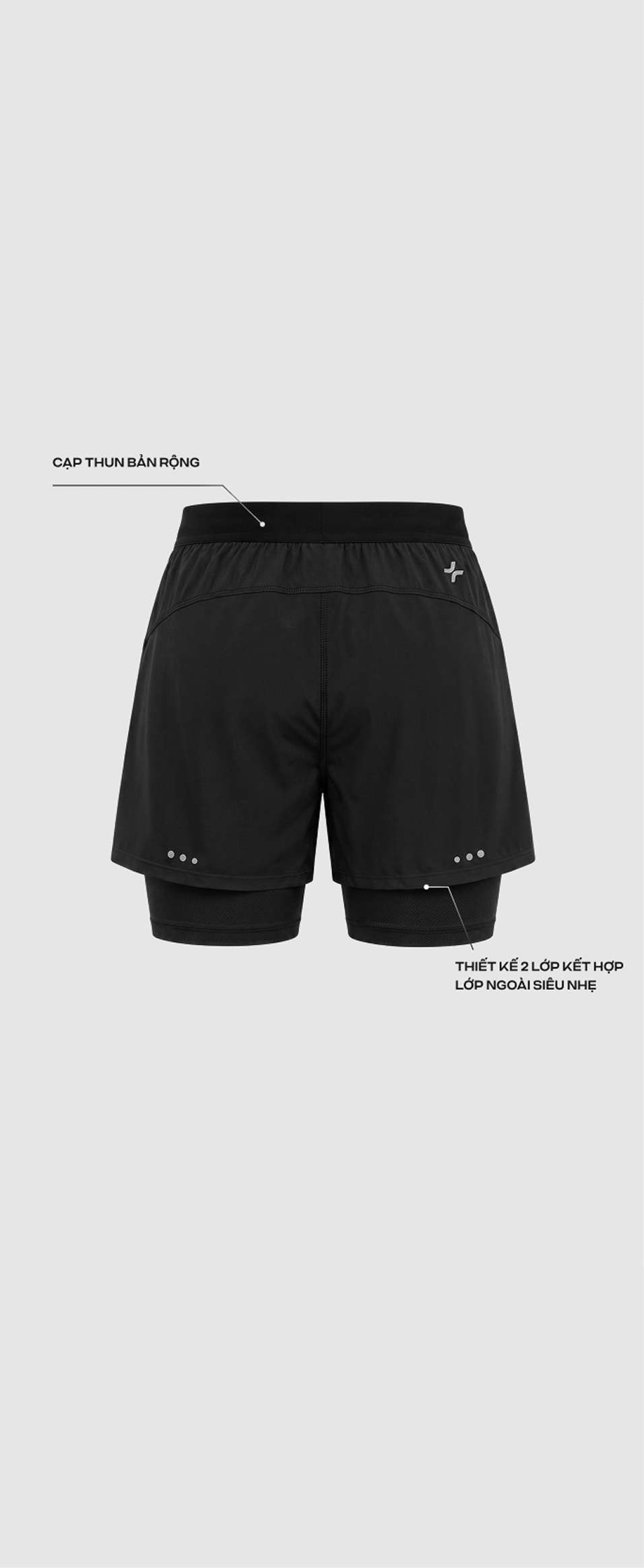 Quần shorts chạy bộ nam 2 lớp Exdry 360 Reflective - undefined