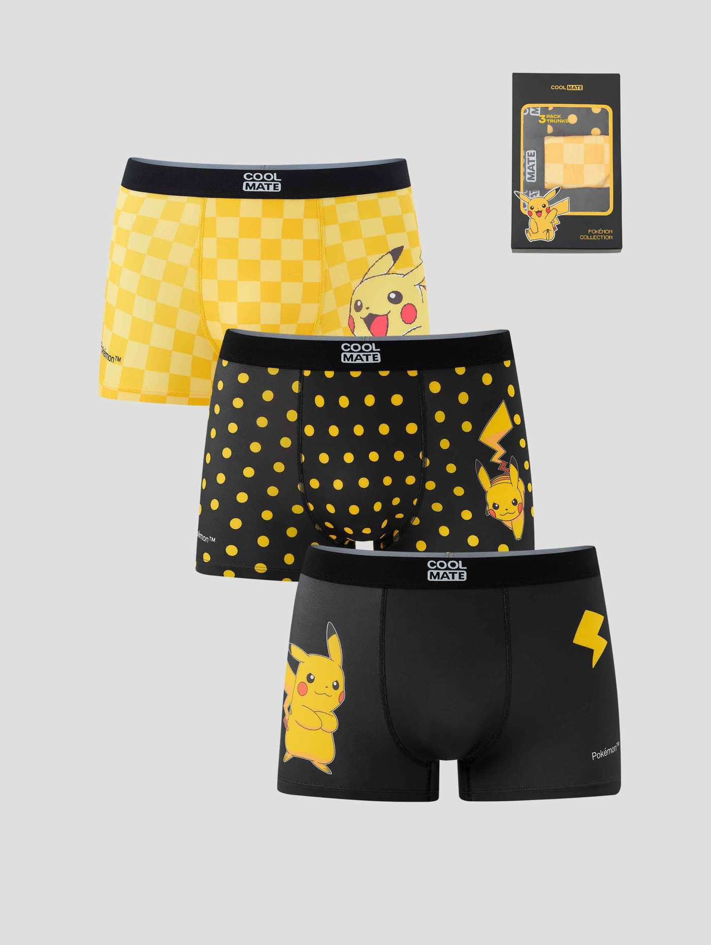 [Coolmate x Pokémon] Quần Lót Nam Trunk Pokemon (Pack 3) - undefined