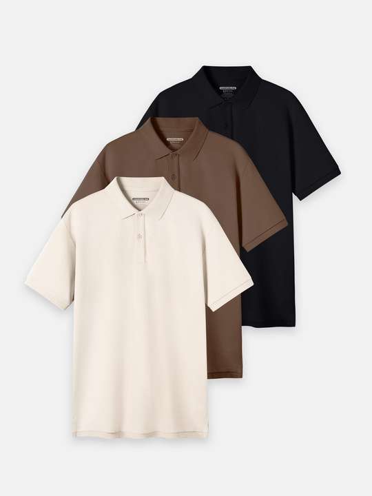 Pack 3 Áo Polo nam Pique Cotton - undefined