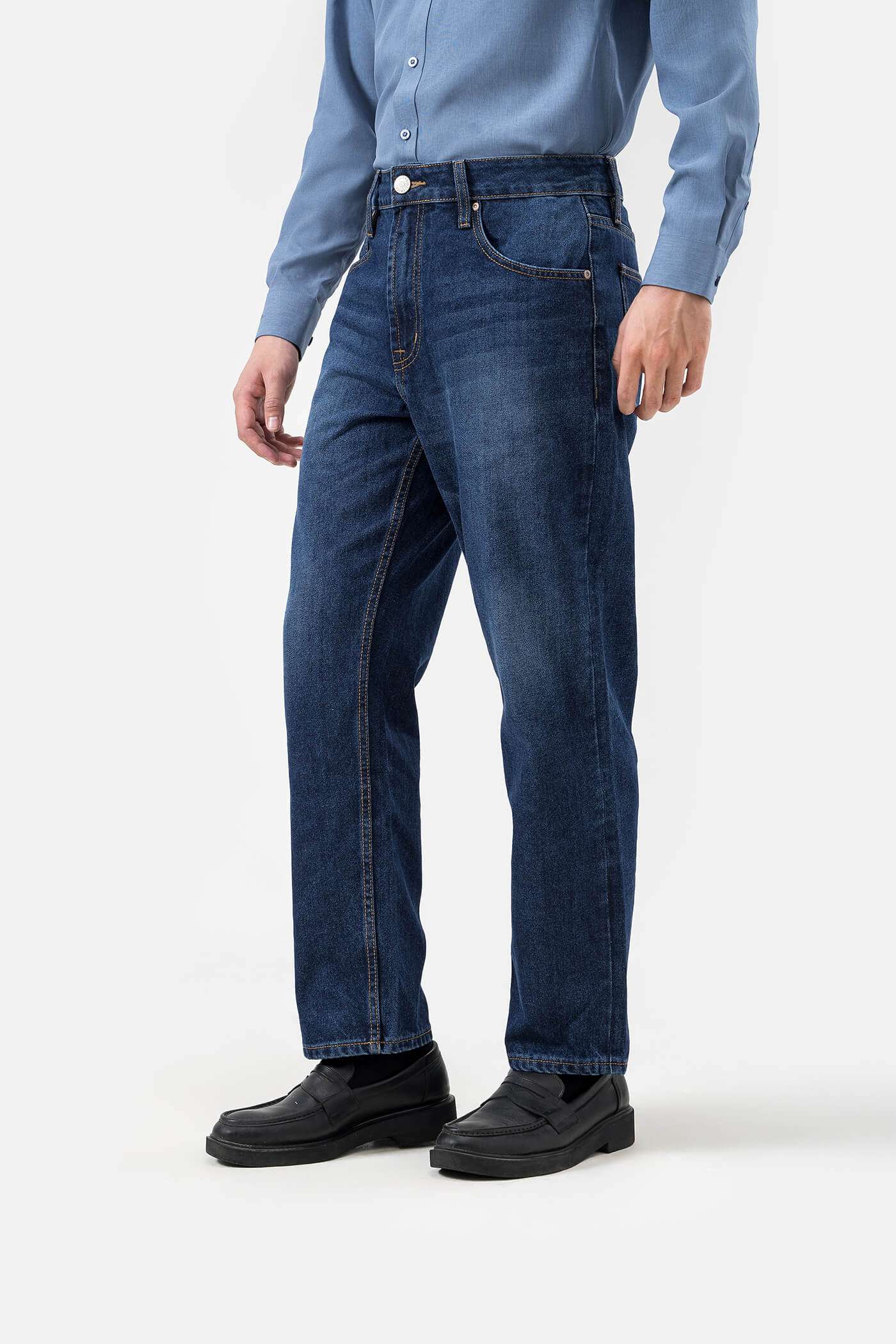 Quần Jeans Nam Basics dáng Straight - undefined