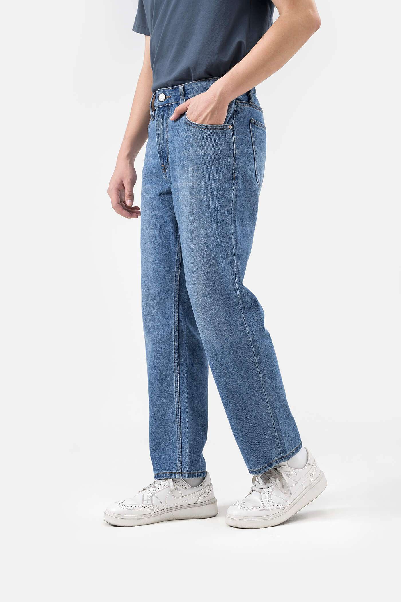 Quần Jeans Nam Basics dáng Straight - undefined