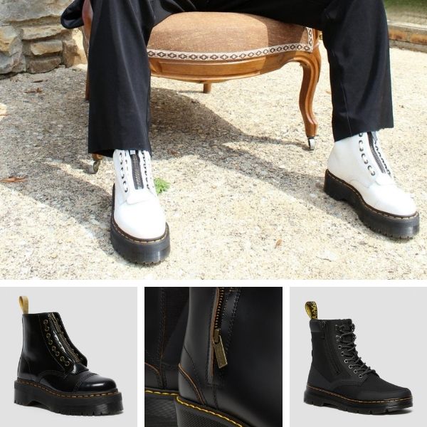 Ngoài mẫu Chelsea và cột dây, giày boot Dr Martens còn có lựa chọn về kiểu dây kéo 