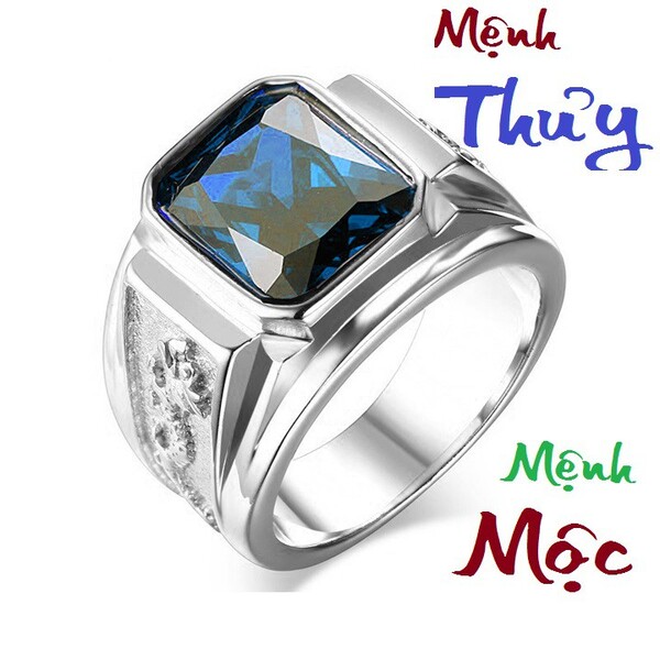 Mặt nhẫn được thiết kế lồi lên, được thiết kế với hình tròn hoặc hình bầu dục và có đính kết những viên đá quý màu xanh tím
