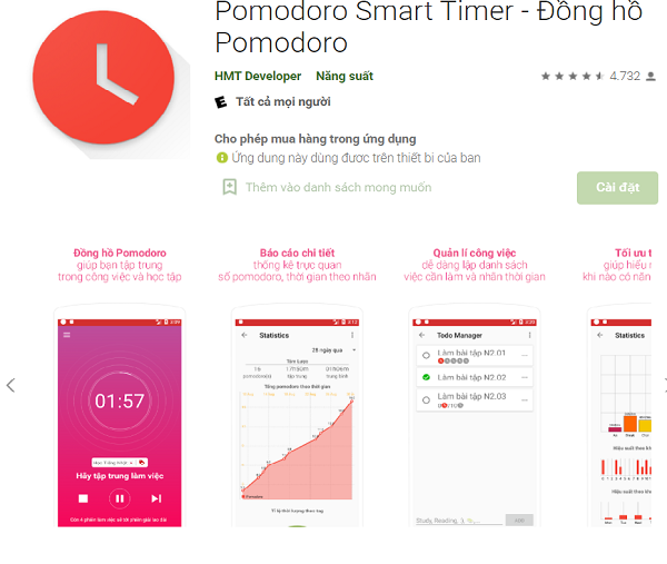 Làm việc năng suất hơn với ứng dụng Pomodoro Smart Timer 