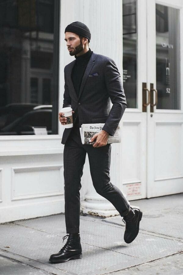 Phong cách all black với boots nam