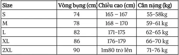 Tham khảo bảng size quần short đi biển