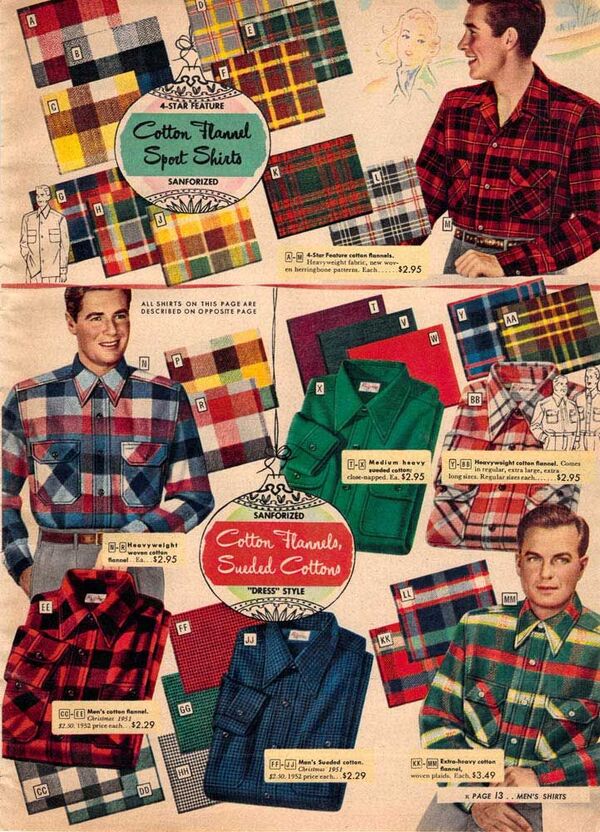 Những chiếc sơ mi Flannel kẻ sọc nổi bật những năm 1950s 