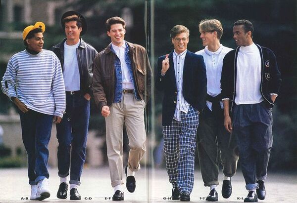  Những chiếc áo khoác, áo thun dài tay kết hợp quần dài vừa trẻ trung vừa năng động được các anh chàng ưa thích ở thập niên 80