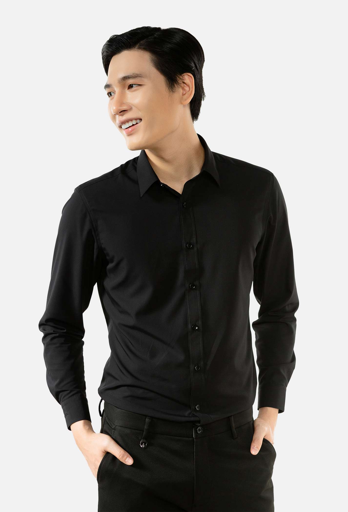 [DEAL HOT] Áo sơ mi nam dài tay Bamboo Ex-Soft kháng khuẩn màu đen